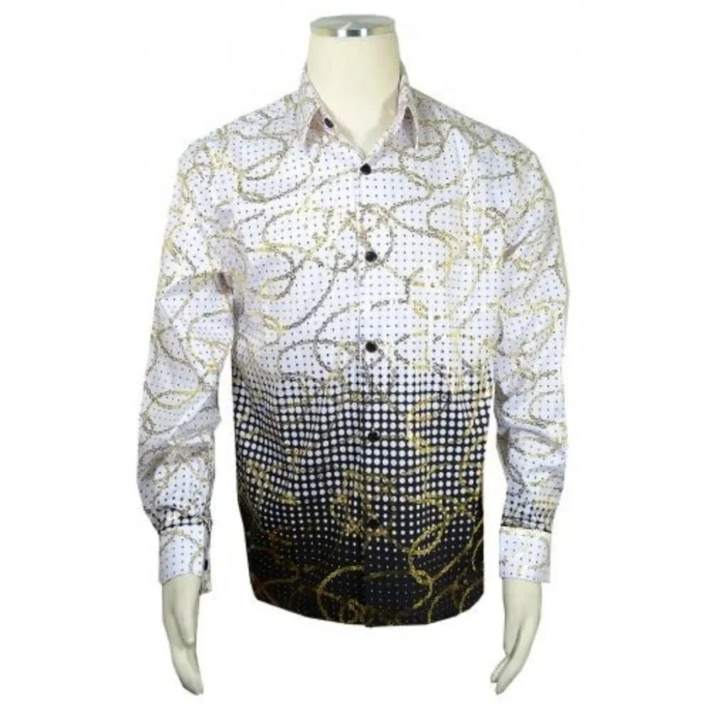 Men's Metallic Multi-Pattern Button Up Shirt by Pronti